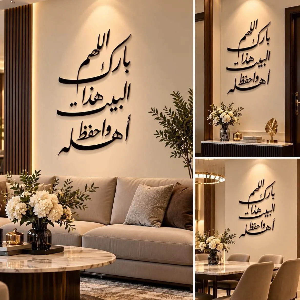 تشكيلة ديكورات حائط إسلامية بارزة (خيارات متعددة لعبارات قرآنية وأدعية)