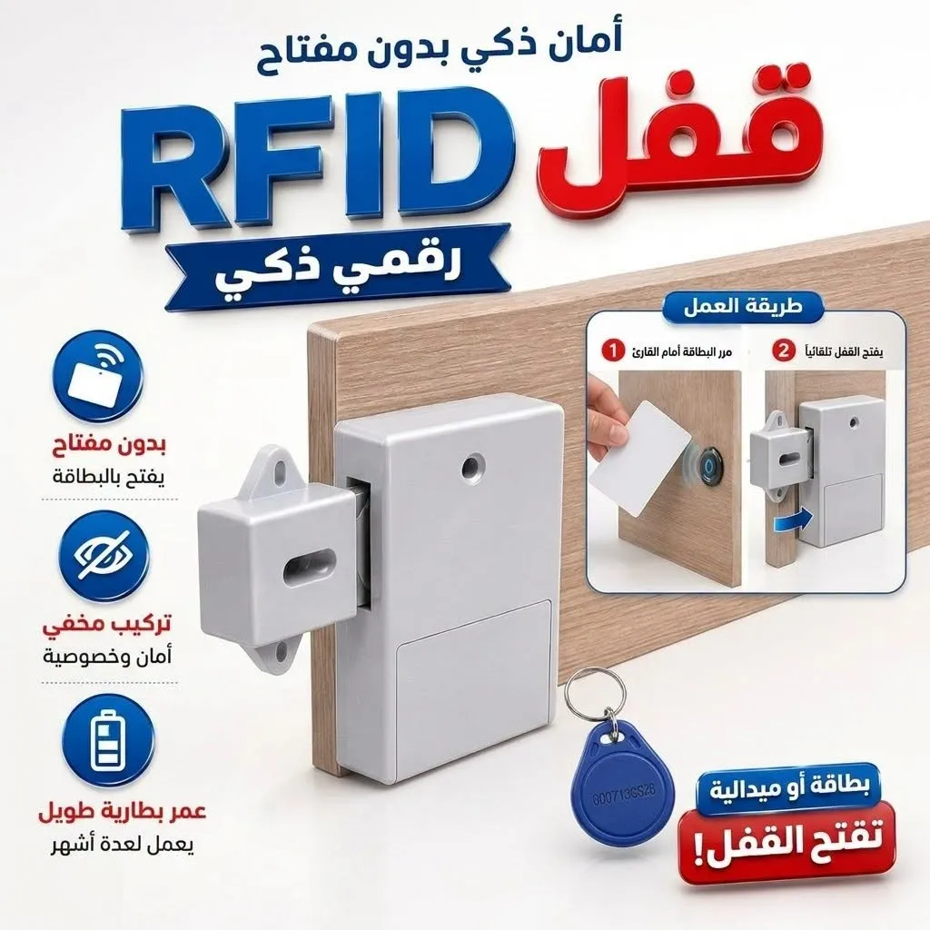 قفل إلكتروني مخفي للأدراج والخزائن (يعمل بالبطاقة الذكية)